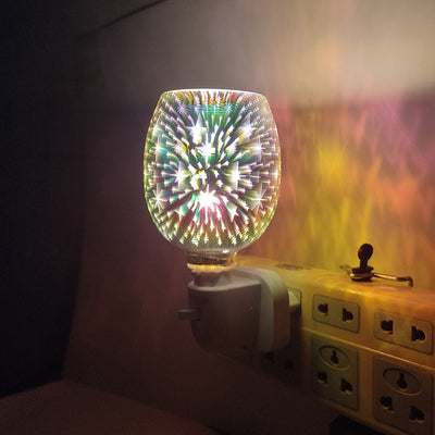 Modern Art Deco Glass PP Cylinder Firework LED Melting Wax Lighting Night Light For Bedside