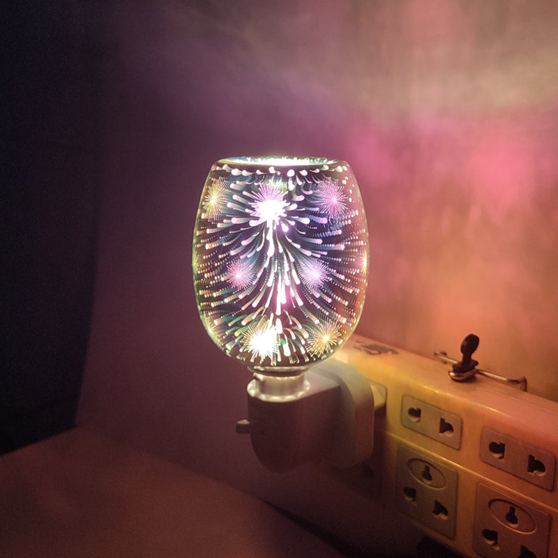 Modern Art Deco Glass PP Cylinder Firework LED Melting Wax Lighting Night Light For Bedside