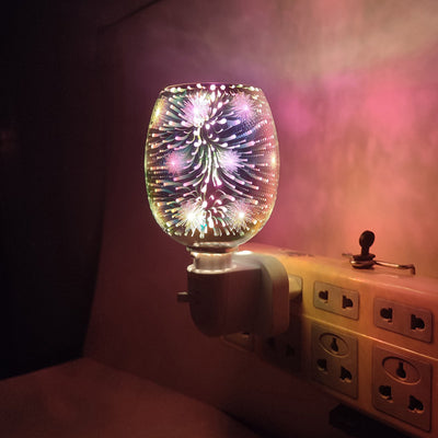 Modern Art Deco Glass PP Cylinder Firework LED Melting Wax Lighting Night Light For Bedside