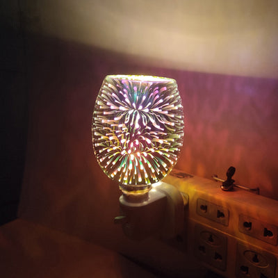 Modern Art Deco Glass PP Cylinder Firework LED Melting Wax Lighting Night Light For Bedside