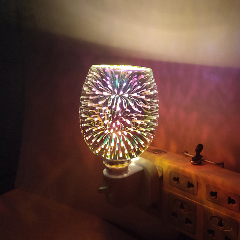 Modern Art Deco Glass PP Cylinder Firework LED Melting Wax Lighting Night Light For Bedside