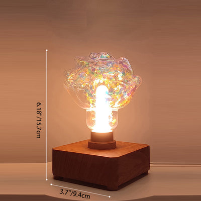 Contemporary Creative USB Rechargeable ABS PET Rose Bulb LED Table Lamp Night Light For Bedroom