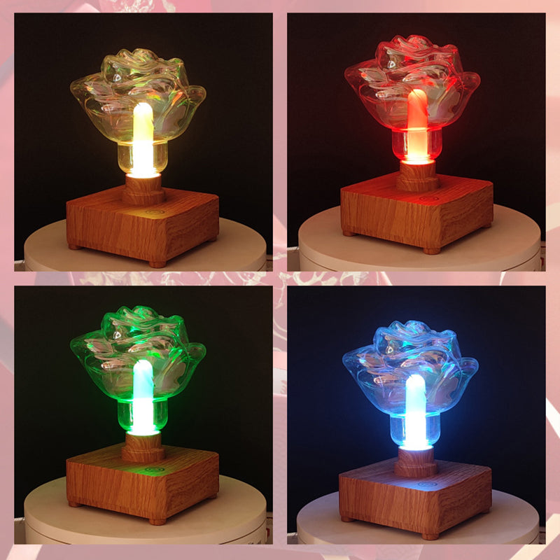 Contemporary Creative USB Rechargeable ABS PET Rose Bulb LED Table Lamp Night Light For Bedroom