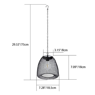 Traditional Farmhouse Solar Waterproof Weaving Iron Rattan Cage LED Outdoor Pendant Light For Outdoor Patio