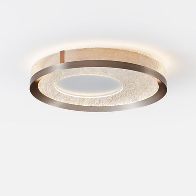 Modern Luxury Iron Aluminum Acrylic Round Flame Crackle LED Flush Mount Ceiling Light For Bedroom