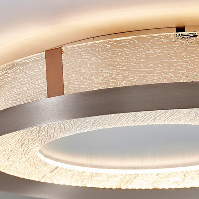 Modern Luxury Iron Aluminum Acrylic Round Flame Crackle LED Flush Mount Ceiling Light For Bedroom