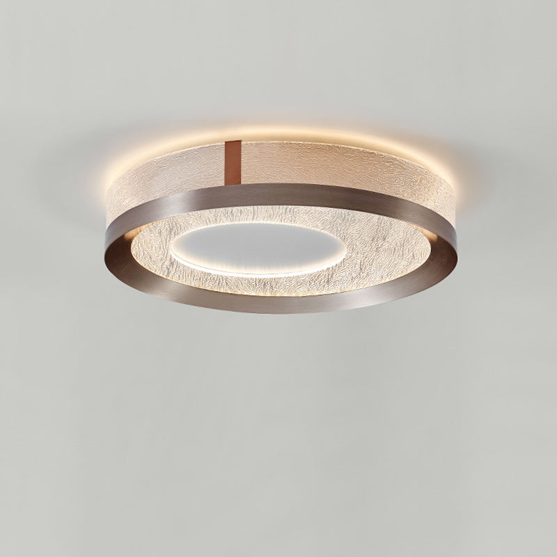 Modern Luxury Iron Aluminum Acrylic Round Flame Crackle LED Flush Mount Ceiling Light For Bedroom