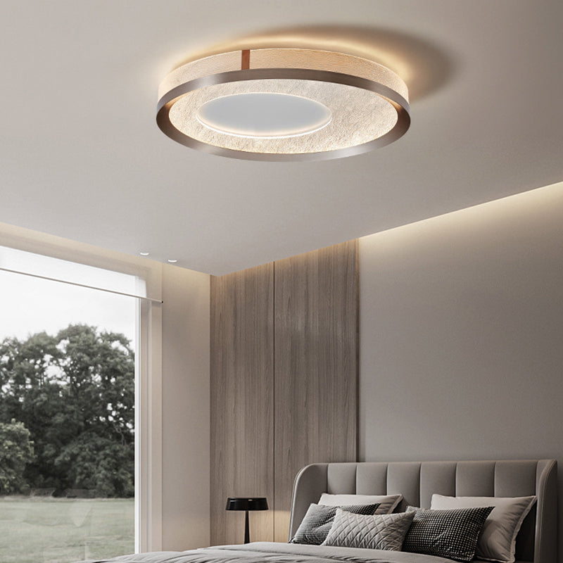 Modern Luxury Iron Aluminum Acrylic Round Flame Crackle LED Flush Mount Ceiling Light For Bedroom