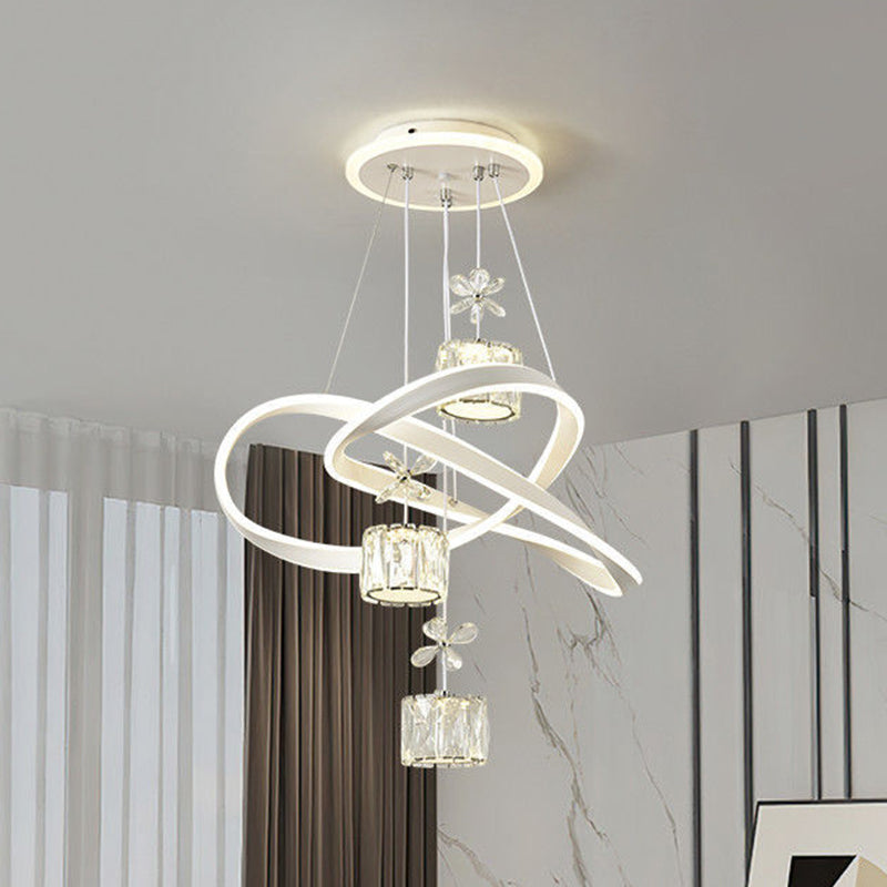 Contemporary Nordic Iron Aluminum Crystal PVC Twisted Ball Cylinder LED Chandeliers For Dining Room