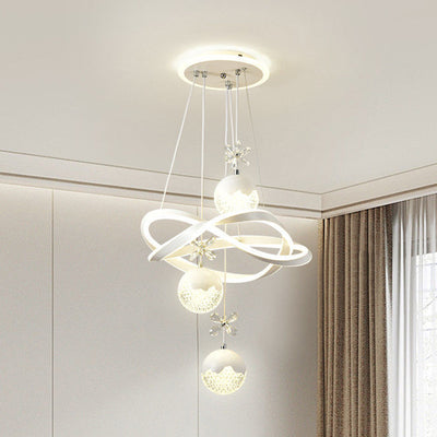 Contemporary Nordic Iron Aluminum Crystal PVC Twisted Ball Cylinder LED Chandeliers For Dining Room