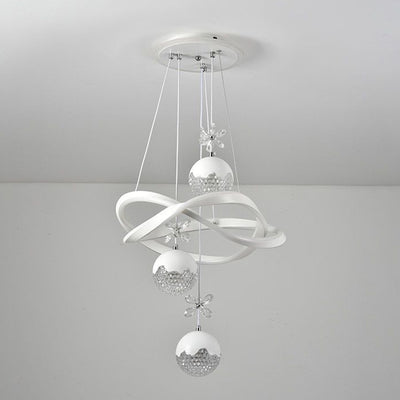 Contemporary Nordic Iron Aluminum Crystal PVC Twisted Ball Cylinder LED Chandeliers For Dining Room