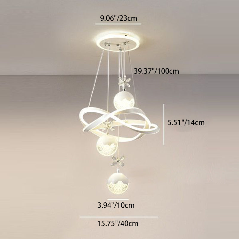 Contemporary Nordic Iron Aluminum Crystal PVC Twisted Ball Cylinder LED Chandeliers For Dining Room