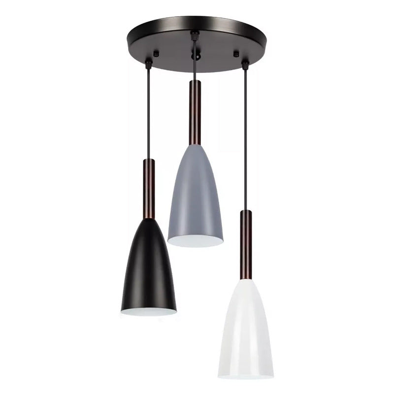 Contemporary Nordic Iron Wood Conic 1-Light Pendant Light For Dining Room