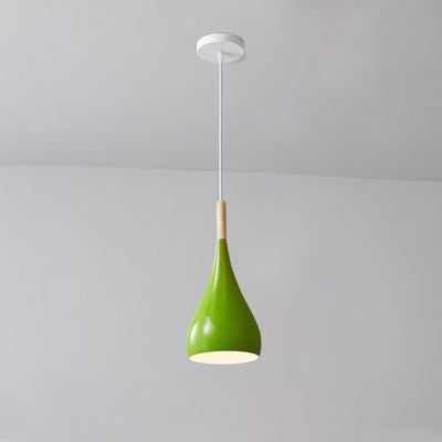 Contemporary Nordic Iron Wood Aluminum Gourd Water Drop 1-Light Pendant Light For Dining Room