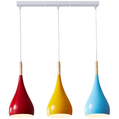 Contemporary Nordic Iron Wood Aluminum Gourd Water Drop 1-Light Pendant Light For Dining Room