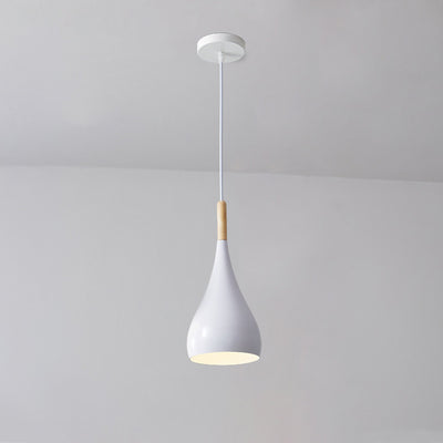 Contemporary Nordic Iron Wood Aluminum Gourd Water Drop 1-Light Pendant Light For Dining Room