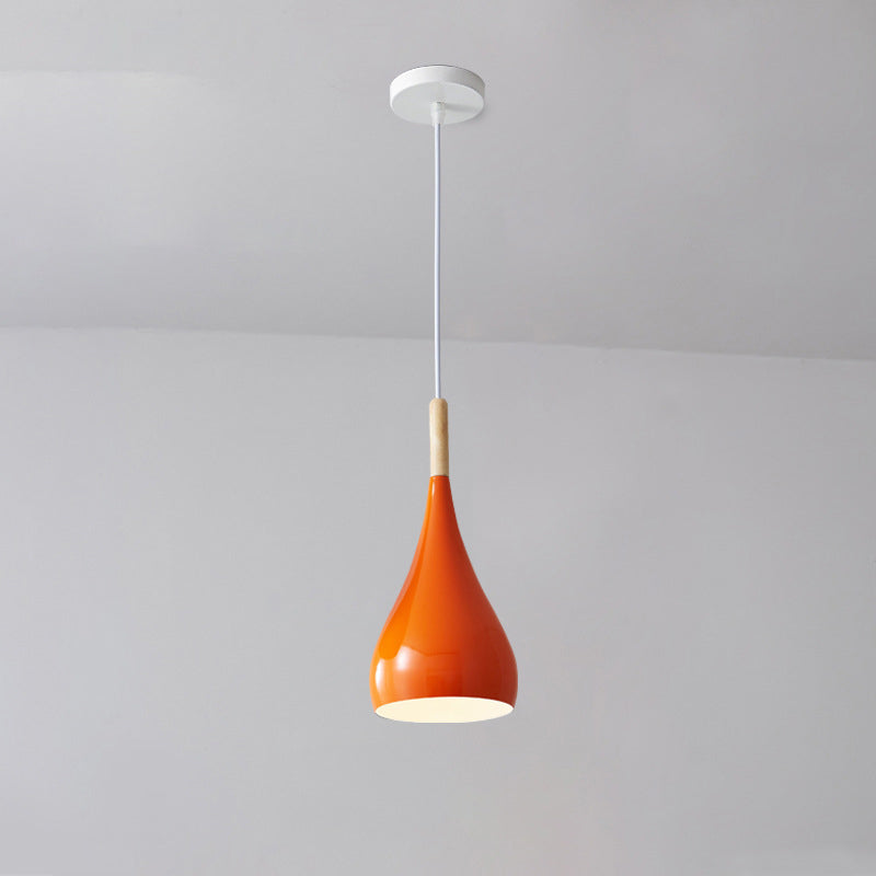 Contemporary Nordic Iron Wood Aluminum Gourd Water Drop 1-Light Pendant Light For Dining Room