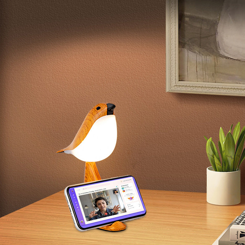 Contemporary Creative Rechargeable ABS PC Bird Singing Aroma With Phone Holder LED Table Lamp Night Light For Bedside