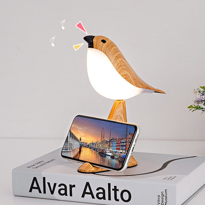 Contemporary Creative Rechargeable ABS PC Bird Singing Aroma With Phone Holder LED Table Lamp Night Light For Bedside