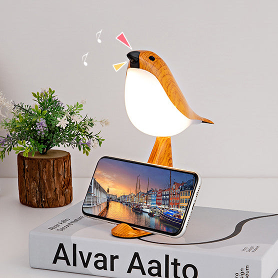 Contemporary Creative Rechargeable ABS PC Bird Singing Aroma With Phone Holder LED Table Lamp Night Light For Bedside