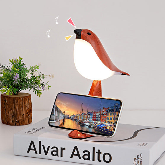 Contemporary Creative Rechargeable ABS PC Bird Singing Aroma With Phone Holder LED Table Lamp Night Light For Bedside