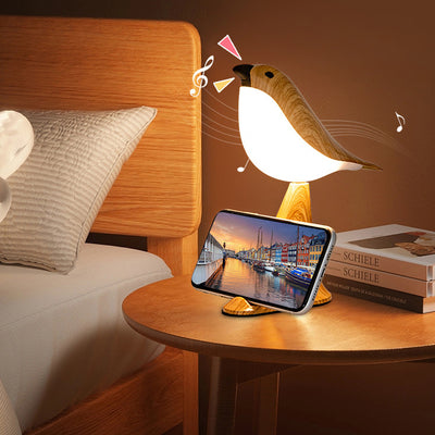 Contemporary Creative Rechargeable ABS PC Bird Singing Aroma With Phone Holder LED Table Lamp Night Light For Bedside