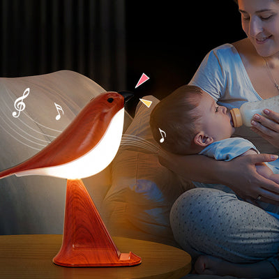 Contemporary Creative Rechargeable ABS PC Bird Singing Aroma With Phone Holder LED Table Lamp Night Light For Bedside