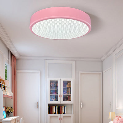 Modern Simplicity Kids Iron ABS Round Flower Star Honeycomb Shade LED Flush Mount Ceiling Light For Bedroom