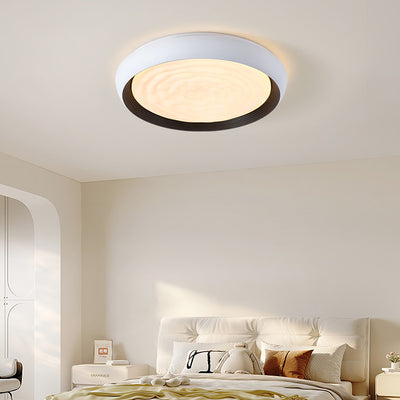 Contemporary Scandinavian Iron Acrylic Round Swirl LED Flush Mount Ceiling Light For Bedroom