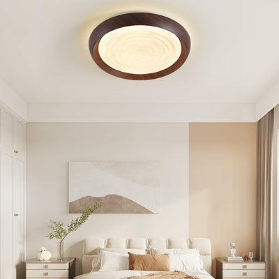 Contemporary Scandinavian Iron Acrylic Round Swirl LED Flush Mount Ceiling Light For Bedroom