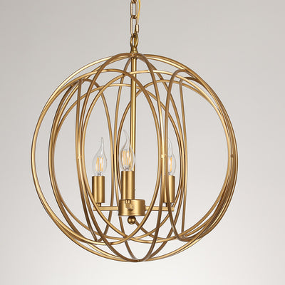 Modern Mid-century Iron Ball Candle 3-Light Chandeliers For Dining Room