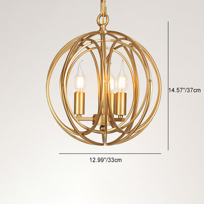 Modern Mid-century Iron Ball Candle 3-Light Chandeliers For Dining Room