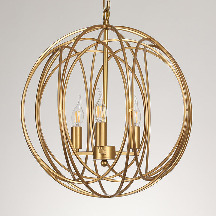 Modern Mid-century Iron Ball Candle 3-Light Chandeliers For Dining Room