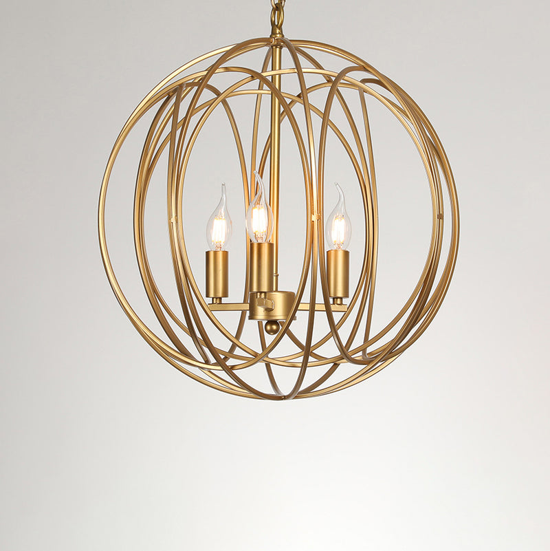 Modern Mid-century Iron Ball Candle 3-Light Chandeliers For Dining Room