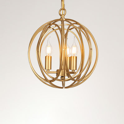 Modern Mid-century Iron Ball Candle 3-Light Chandeliers For Dining Room