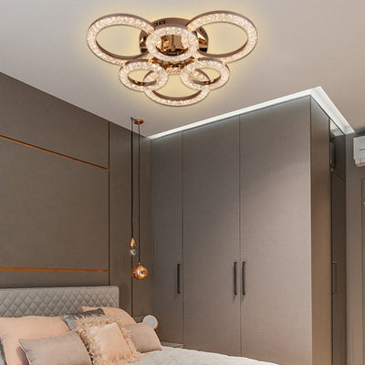 Modern Luxury Iron Acrylic Circle LED Semi-Flush Mount Ceiling Light For Bedroom