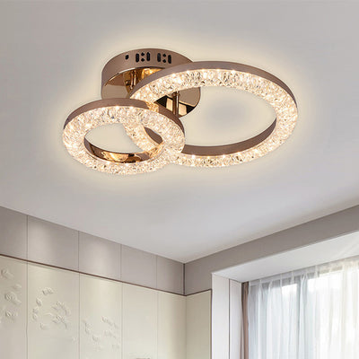 Modern Luxury Iron Acrylic Circle LED Semi-Flush Mount Ceiling Light For Bedroom