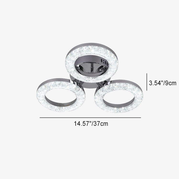 Modern Luxury Iron Acrylic Circle LED Semi-Flush Mount Ceiling Light For Bedroom