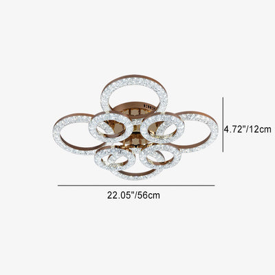 Modern Luxury Iron Acrylic Circle LED Semi-Flush Mount Ceiling Light For Bedroom