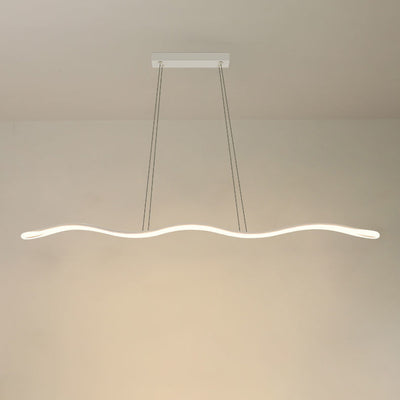 Contemporary Nordic Iron Aluminum Silica Wave Line LED Chandeliers Island Light For Dining Room