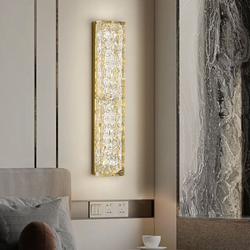 Modern Luxury Copper Resin Rectangular Gold Foil LED Wall Sconce Lamp For Bedside