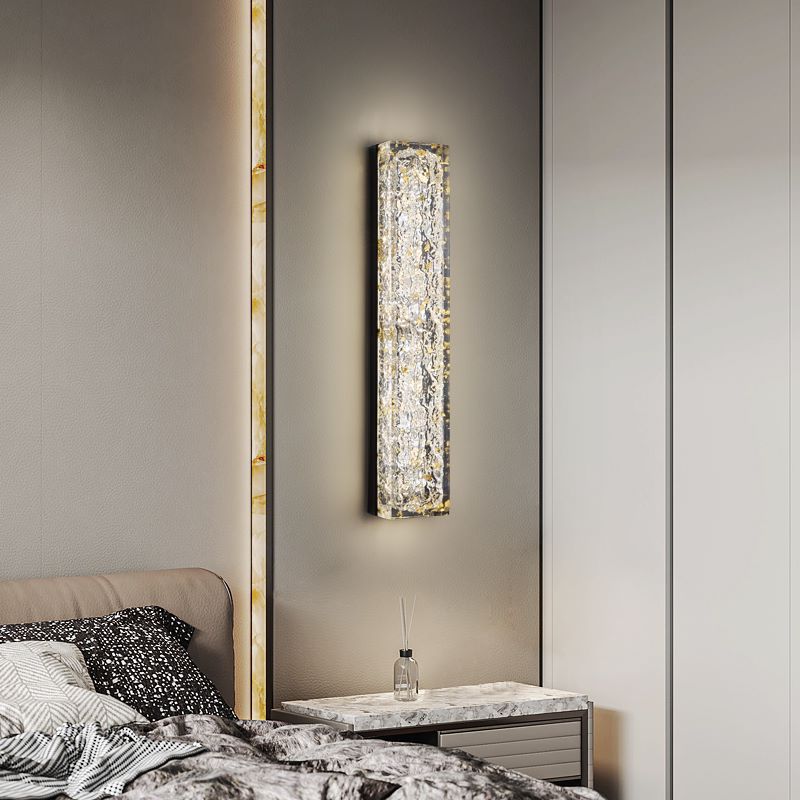 Modern Luxury Copper Resin Rectangular Gold Foil LED Wall Sconce Lamp For Bedside