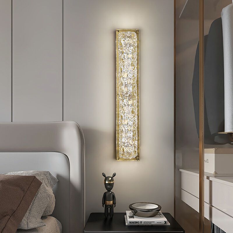 Modern Luxury Copper Resin Rectangular Gold Foil LED Wall Sconce Lamp For Bedside