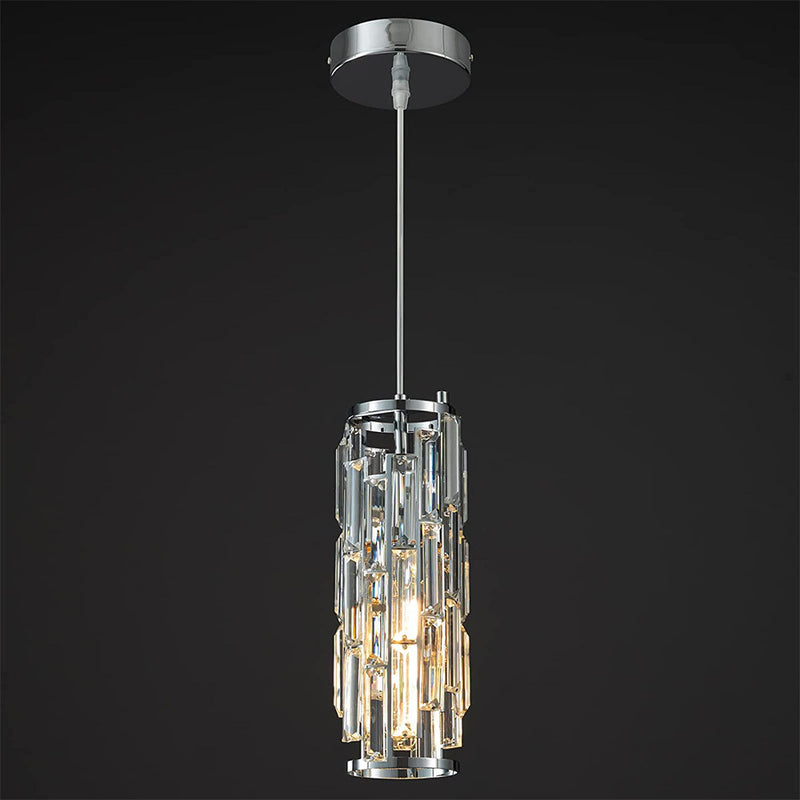 Contemporary Luxury Iron Crystal Cylinder Cluster-Shaped 1/3/4 Light Chandeliers For Dining Room