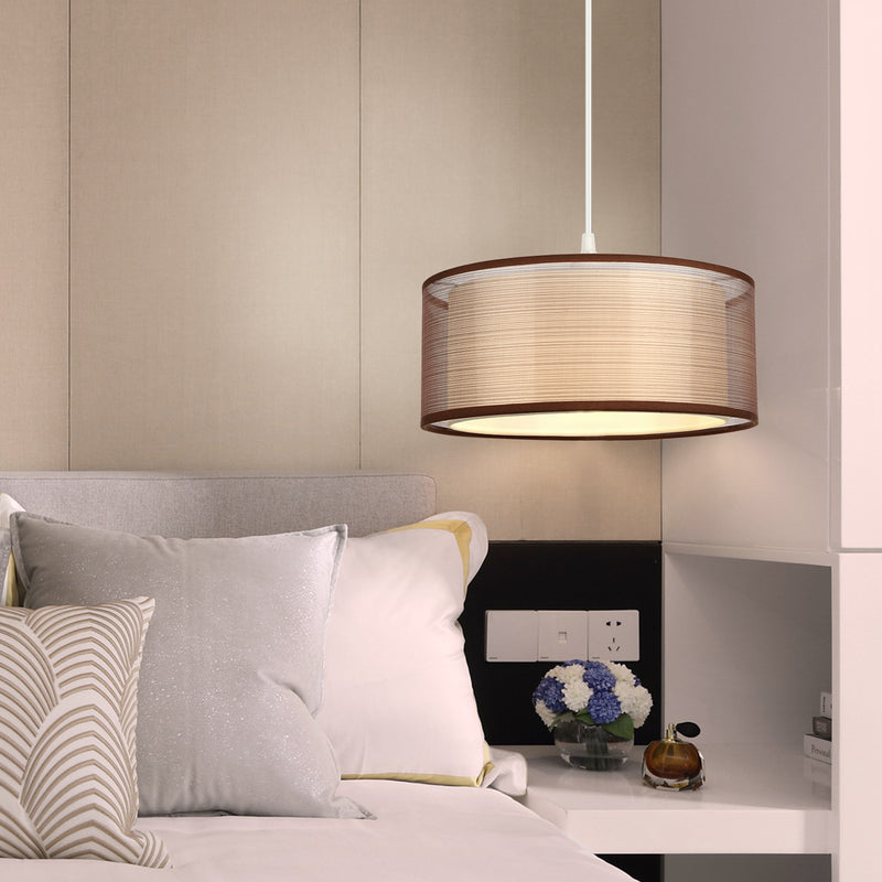 Contemporary Nordic Fabric Iron Cylinder 1-Light Pendant Light For Bedroom