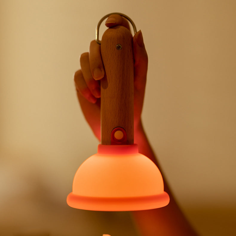 Contemporary Creative Rechargeable Silica Wood PC Plunger Round Adsorbable LED Night Light For Bedroom