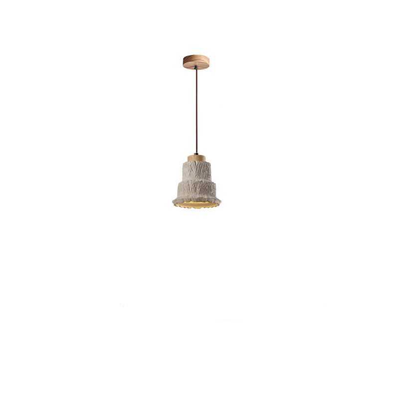 Contemporary Nordic Cement Wood Bell 1-Light Pendant Light For Bedside