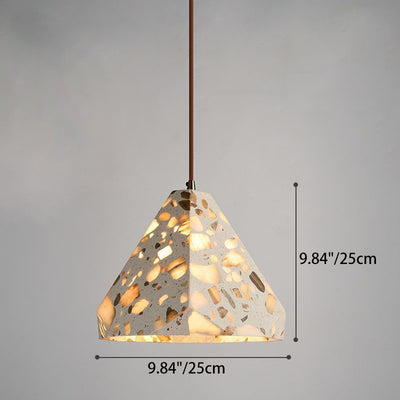 Contemporary Nordic Aluminum Wood Terrazzo Translucent Conic Trapezoidal Cylinder 1-Light Pendant Light For Bedside