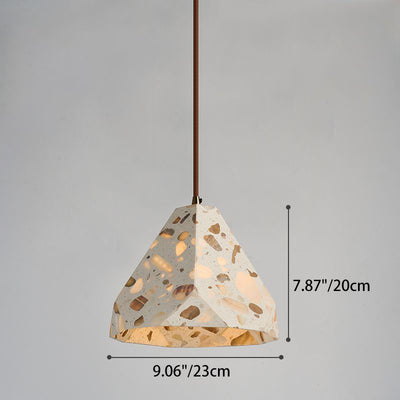 Contemporary Nordic Aluminum Wood Terrazzo Translucent Conic Trapezoidal Cylinder 1-Light Pendant Light For Bedside