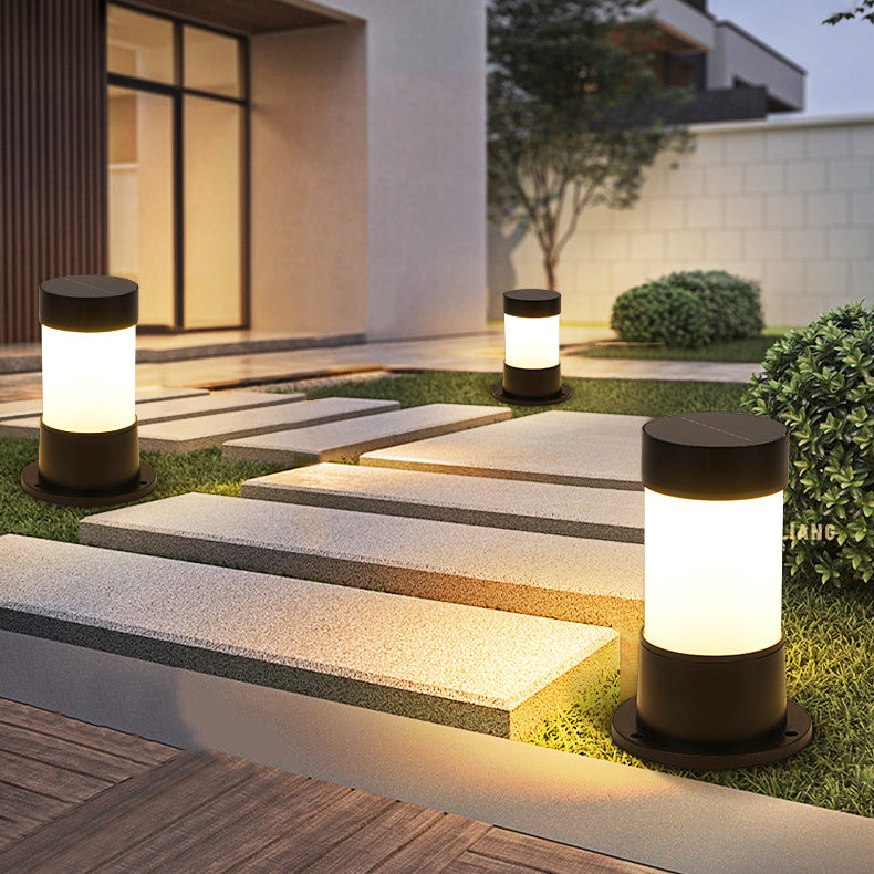 Modern Simplicity Solar Waterproof ABS Glass Cylinder Pattern LED Outdoor Light Landscape Lighting For Garden